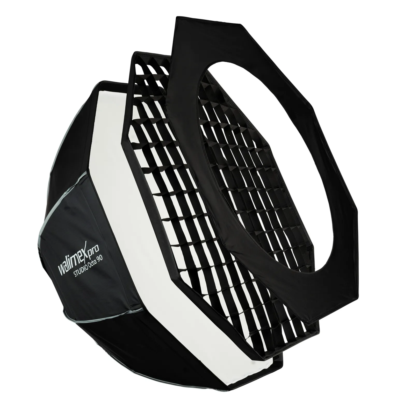 Walimex pro Studio Softbox Octagon 90cm, um 360° drehbar, einfacher Aufbau, inkl. Grid, Maske, Bowens Adapter und Transporttasche, ideal für Porträts und Beauty-Aufnahmen
