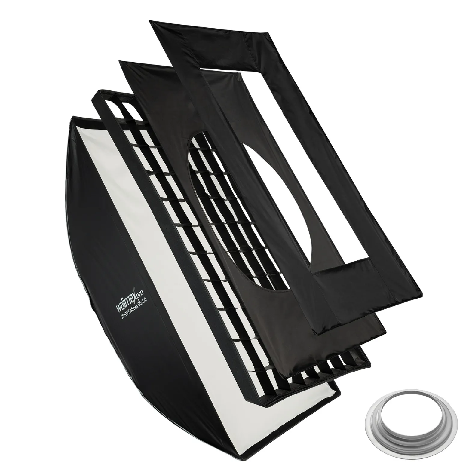 Walimex pro Studio Softbox 80x120cm + Softboxadapter für Hensel Expert, um 360° drehbar, einfacher Aufbau Dank Schirmfunktion, inkl. Grid, Masken, Bowens Adapter und Transporttasche
