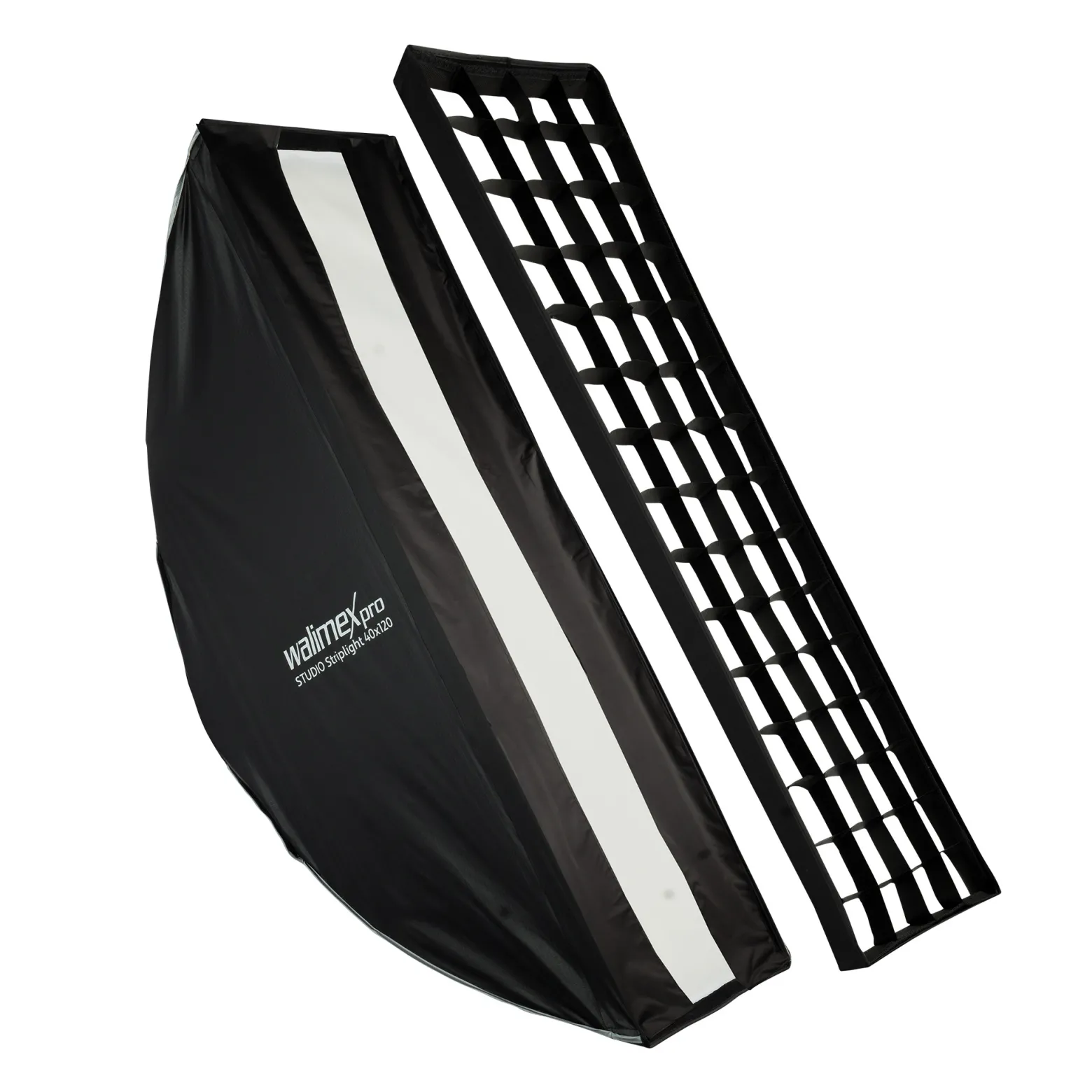 Walimex pro Studio Striplight Softbox 40 x 120 cm, Soft Box inkl. Diffusor, Lichtformer 360° drehbar, faltbar, schneller Aufbau, Bowens-Adapter für Studioblitz oder Studioleuchte