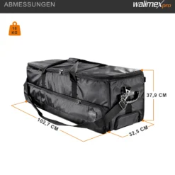 Walimex pro Studio-Trolley XL - schwarz - 1027 x 379 x 324 mm - inkl. ausziehbaren Trolleygriffs, gepolsterten Schultergurts, variabler Inneneinteilung, Hartgummiräder - Stativtasche, Kameratasche