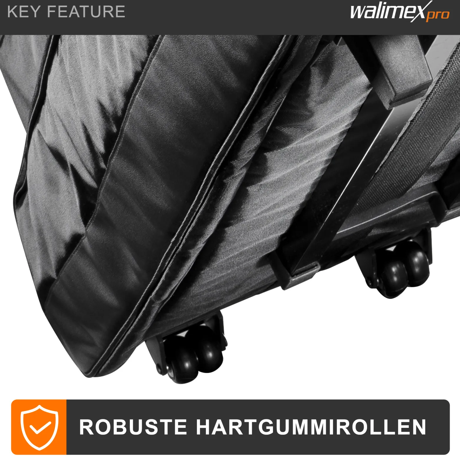 Walimex pro Studio-Trolley XL - schwarz - 1027 x 379 x 324 mm - inkl. ausziehbaren Trolleygriffs, gepolsterten Schultergurts, variabler Inneneinteilung, Hartgummiräder - Stativtasche, Kameratasche