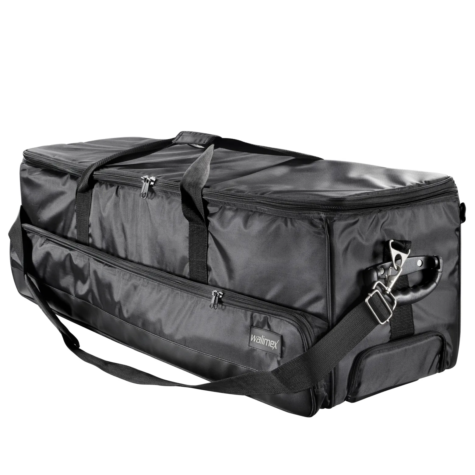 Walimex pro Studio-Trolley XL - schwarz - 1027 x 379 x 324 mm - inkl. ausziehbaren Trolleygriffs, gepolsterten Schultergurts, variabler Inneneinteilung, Hartgummiräder - Stativtasche, Kameratasche