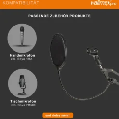 Walimex pro 360° Tischmikrofonarm mit Pop Filter & Windschutz, Mikrofonhalter mit 3/8