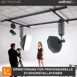 Walimex pro Träger für Deckenschienensystem - 100 x 65 x 10 mm - zur einfachen Deckenbefestigung Deckenmontage - für Schienen System für Lampen Lichtquellen Kameras Studio Equipment