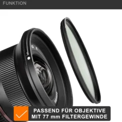 Walimex pro UV-Filter Slim MC 77mm - Schutz vor UV-Strahlen und Verschmutzung, Hochwertige Mehrschichtvergütung, mit äußerst dünner, gering auftragender Metallfassung, Inkl. Schutzhülle