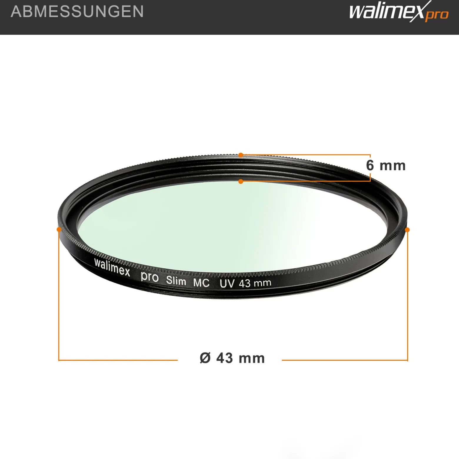 Walimex pro UV-Filter Slim MC 43mm - Schutz vor UV-Strahlen und Verschmutzung, Hochwertige Mehrschichtvergütung, mit äußerst dünner, gering auftragender Metallfassung, Inkl. Schutzhülle