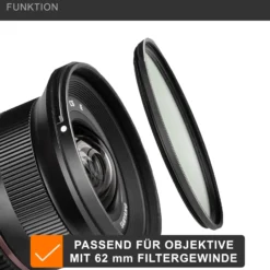 Walimex pro UV-Filter Slim MC 62mm - Schutz vor UV-Strahlen und Verschmutzung, Hochwertige Mehrschichtvergütung, mit äußerst dünner, gering auftragender Metallfassung, Inkl. Schutzhülle