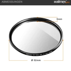Walimex pro UV-Filter Slim Super DMC 52mm - besonders hochwertiger UV Filter Objektivfilter, Slim – nur 2,5 mm,16x Super DMC Vergütung, für Objektivschutz und brilliante Farben, mit Box