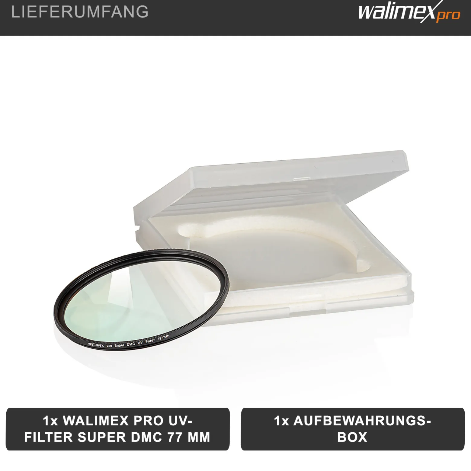 Walimex pro UV-Filter Slim Super DMC 77mm - besonders hochwertiger UV Filter Objektivfilter, Slim – nur 2,5 mm,16x Super DMC Vergütung, für Objektivschutz und brilliante Farben, mit Box