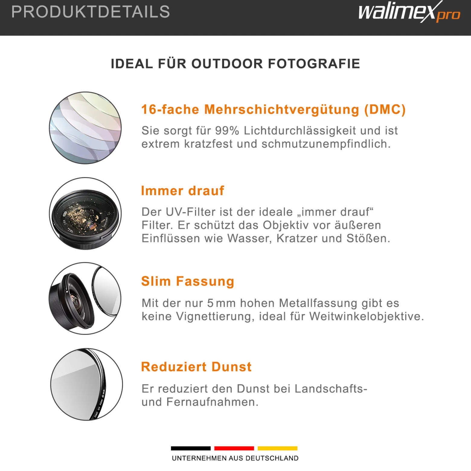 Walimex pro UV-Filter Slim Super DMC 82mm - besonders hochwertiger UV Filter Objektivfilter, Slim – nur 2,5 mm,16x Super DMC Vergütung, für Objektivschutz und brilliante Farben, mit Box