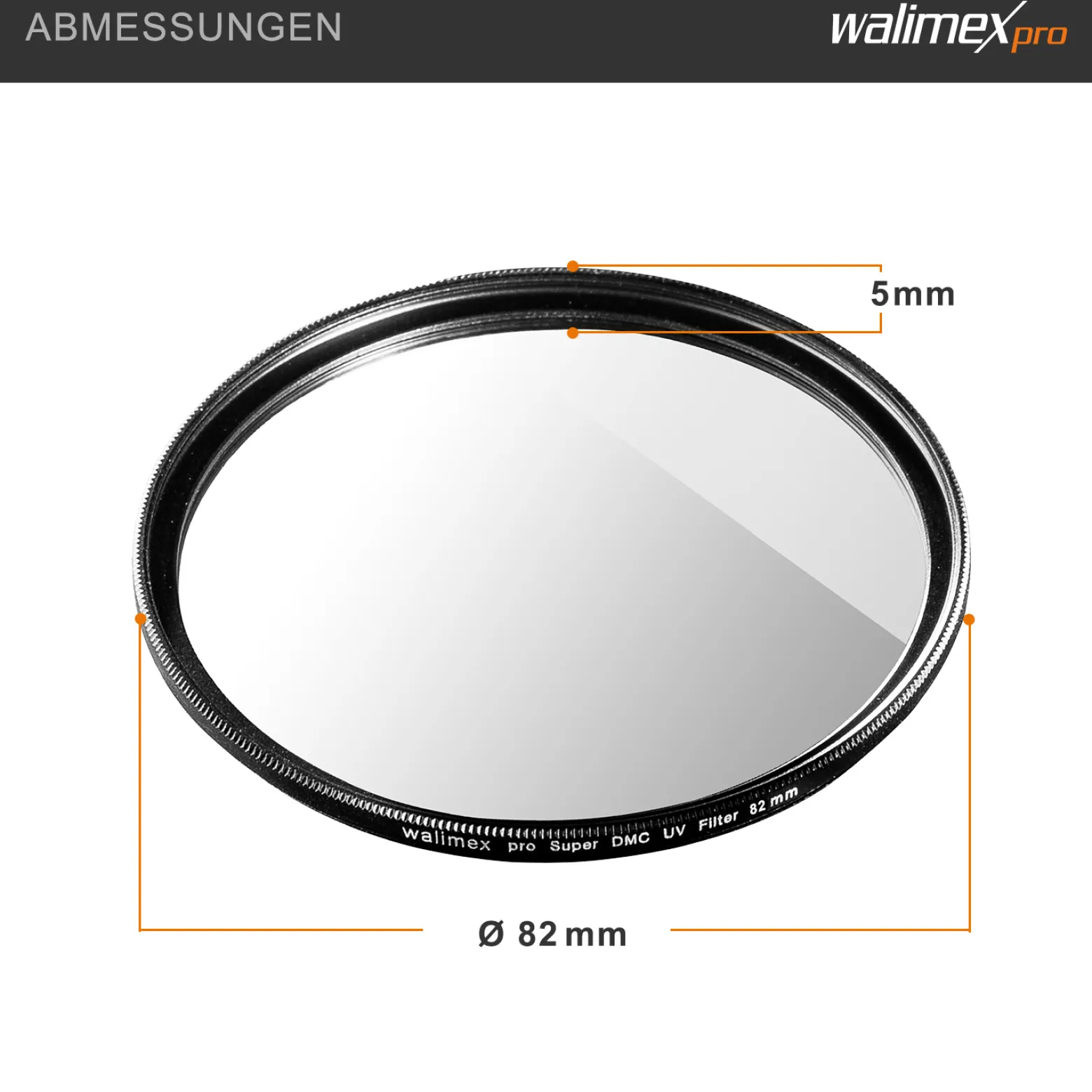 Walimex pro UV-Filter Slim Super DMC 82mm - besonders hochwertiger UV Filter Objektivfilter, Slim – nur 2,5 mm,16x Super DMC Vergütung, für Objektivschutz und brilliante Farben, mit Box