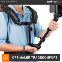 Walimex pro Video Schulterstativ für Kamera & Camcorder - Ergonomisch, Anpassbar & Komfortabel - Inklusive Schnellwechselplatte & Zoomring