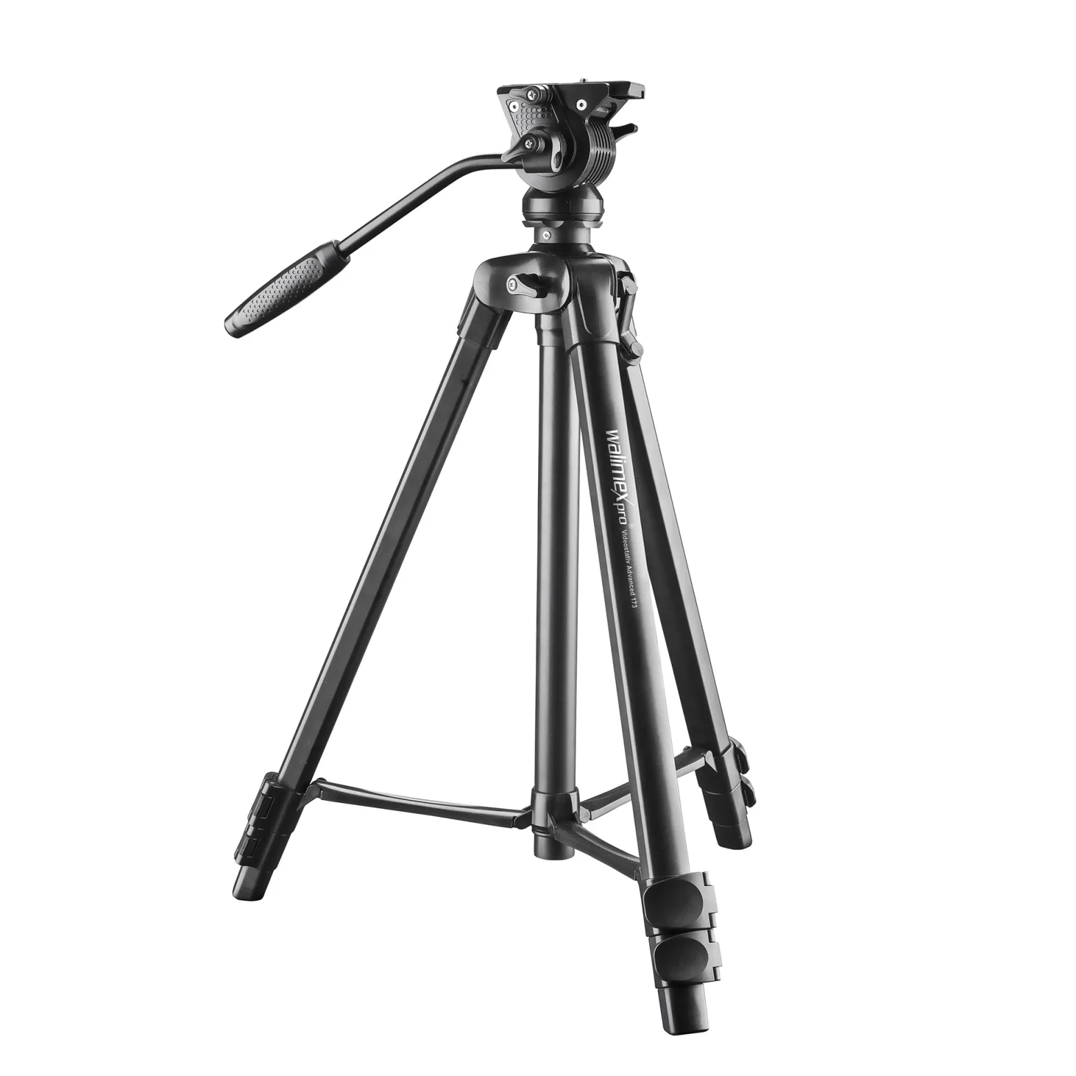 Walimex pro Videostativ Advanced 173 SH - 690 x 56 x 110 mm / Traglast max. 4 kg - mit Smartphone-Halterung und Tasche, 360° Neiger - für DSLR Kamera, Camcorder und Handy