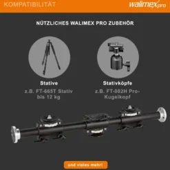 Walimex pro WT-628 Auslegearm 60 cm, Kamera Slider bis 4 Geräte montierbar, für Fotostativ mit 2x 3/8'' und 2x 1/4'' Gewinde, vielseitig einsetzbar im Fotostudio