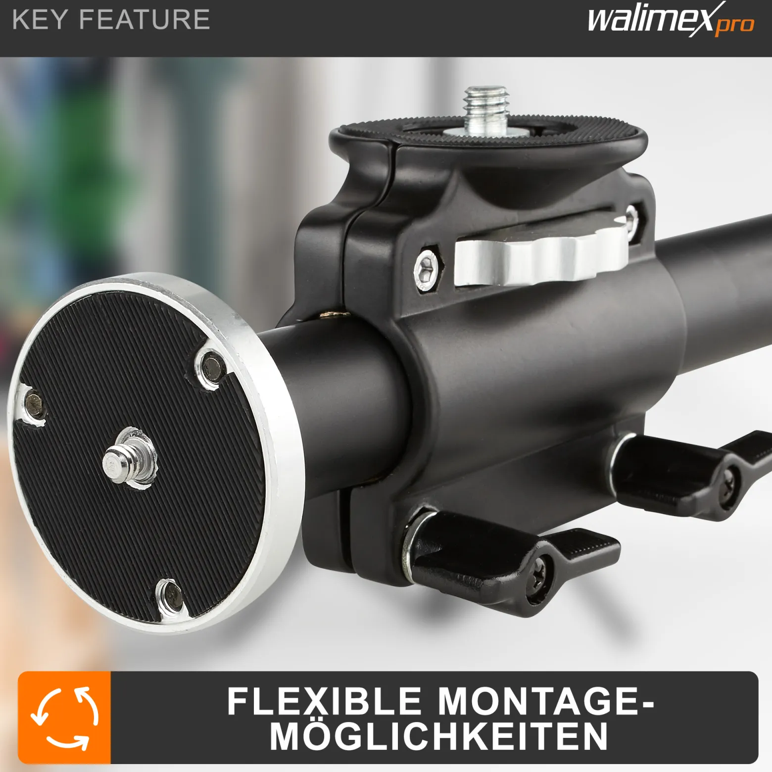 Walimex pro WT-628 Auslegearm 60 cm, Kamera Slider bis 4 Geräte montierbar, für Fotostativ mit 2x 3/8'' und 2x 1/4'' Gewinde, vielseitig einsetzbar im Fotostudio