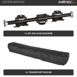 Walimex pro WT-628 Auslegearm 60 cm, Kamera Slider bis 4 Geräte montierbar, für Fotostativ mit 2x 3/8'' und 2x 1/4'' Gewinde, vielseitig einsetzbar im Fotostudio