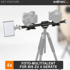 Walimex pro WT-628 Auslegearm 60 cm, Kamera Slider bis 4 Geräte montierbar, für Fotostativ mit 2x 3/8'' und 2x 1/4'' Gewinde, vielseitig einsetzbar im Fotostudio