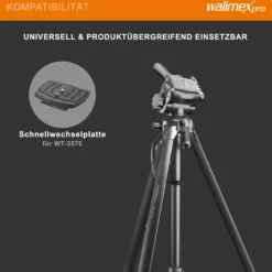 Walimex pro WT-3570 Basic-Stativ 168 cm schwarz, Kamerastativ mit Wasserwaage und 3D-Videoneiger, Dreibein Reisestativ mit Tragetasche, Tripod für DSLR, DSLM, System-, Digital- und Action Kameras