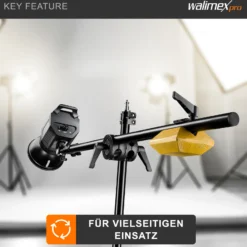 Walimex pro WT-501 Galgenstativ, verstellbares Lichtstativ mit 215 cm Haltearm, 4,4 kg Gegengewicht, 1/4 Zoll Gewinde für Softbox, Studiolicht, Reflektor, Blitz, ideal für Produktaufnahmen