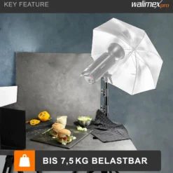 Walimex pro WT-420 Lampenstativ 420 cm, höhenverstellbares Lichtstativ belastbar bis 7,5 kg, Blitzstativ mit 5/8 Zoll Spigot, Studiostativ mit Federdämpfung