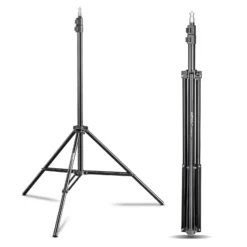 Walimex pro WT-803 Lampenstativ 2er-Set höhenverstellbar bis 208 cm, Lichtstativ aus Aluminium mit Tasche + Adapter, Studiostativ max. Traglast 3,5 kg, Blitzstativ für Studio und Mobil