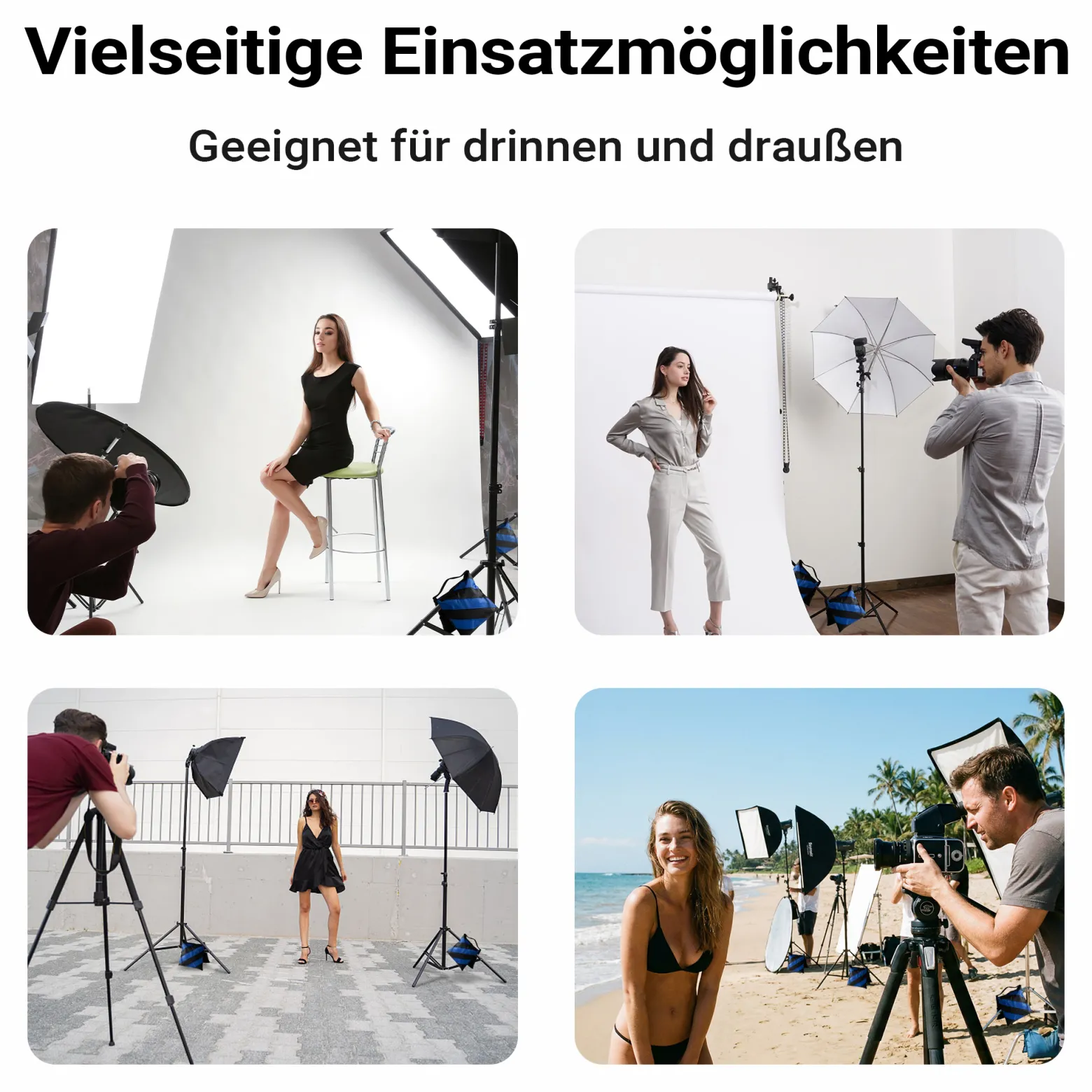 Walimex pro WT-806 Lichtstativ + Sandsack Set, Fotostativ bis 256 cm mit Federdämpfung und befüllbarer Gewichtssack
