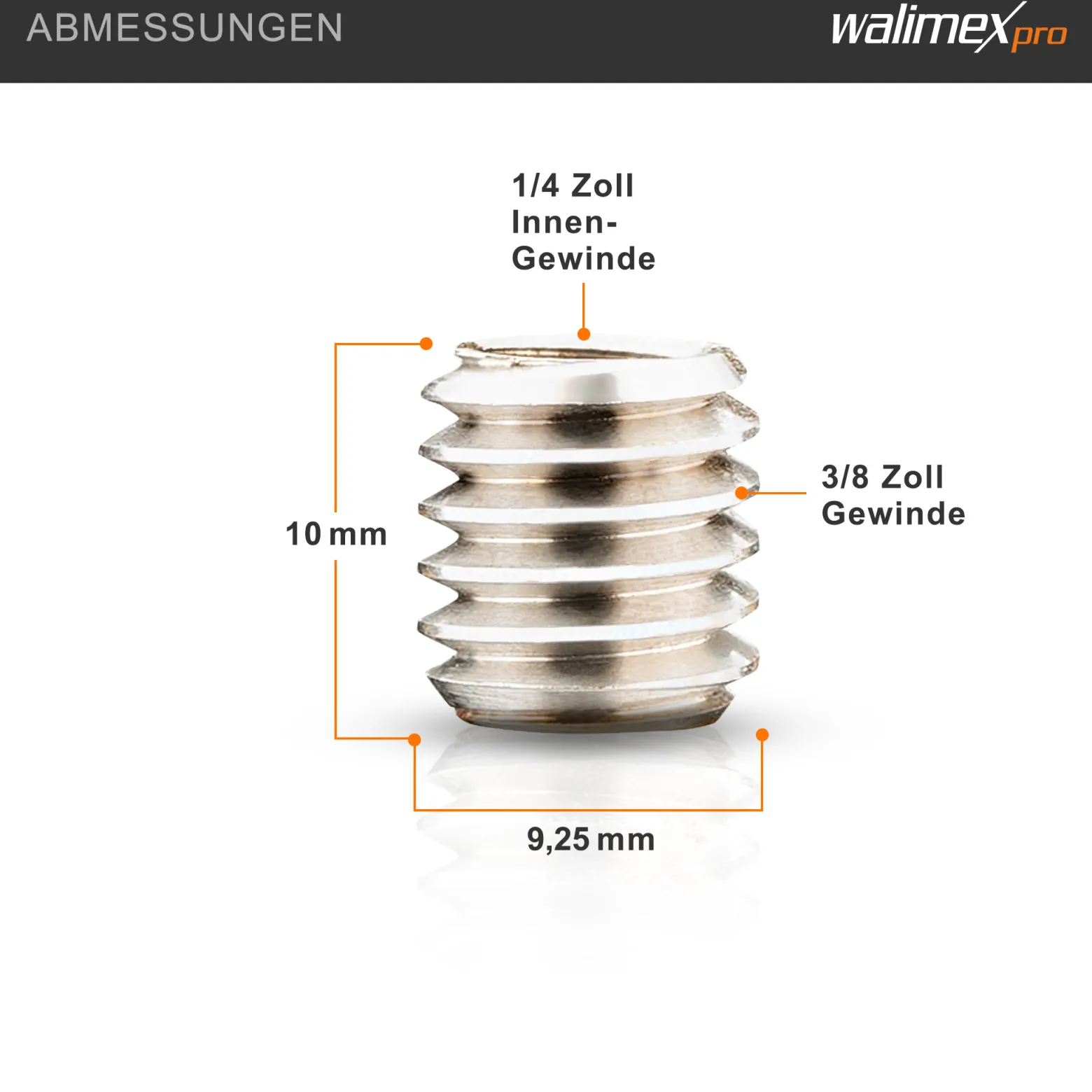 Walimex pro 2x Gewindeadapter 1/4 Zoll auf 3/8 Zoll, hochwertiger Gewinde Adapter aus Edelstahl, passend für ältere Kameras und Stativgewinde
