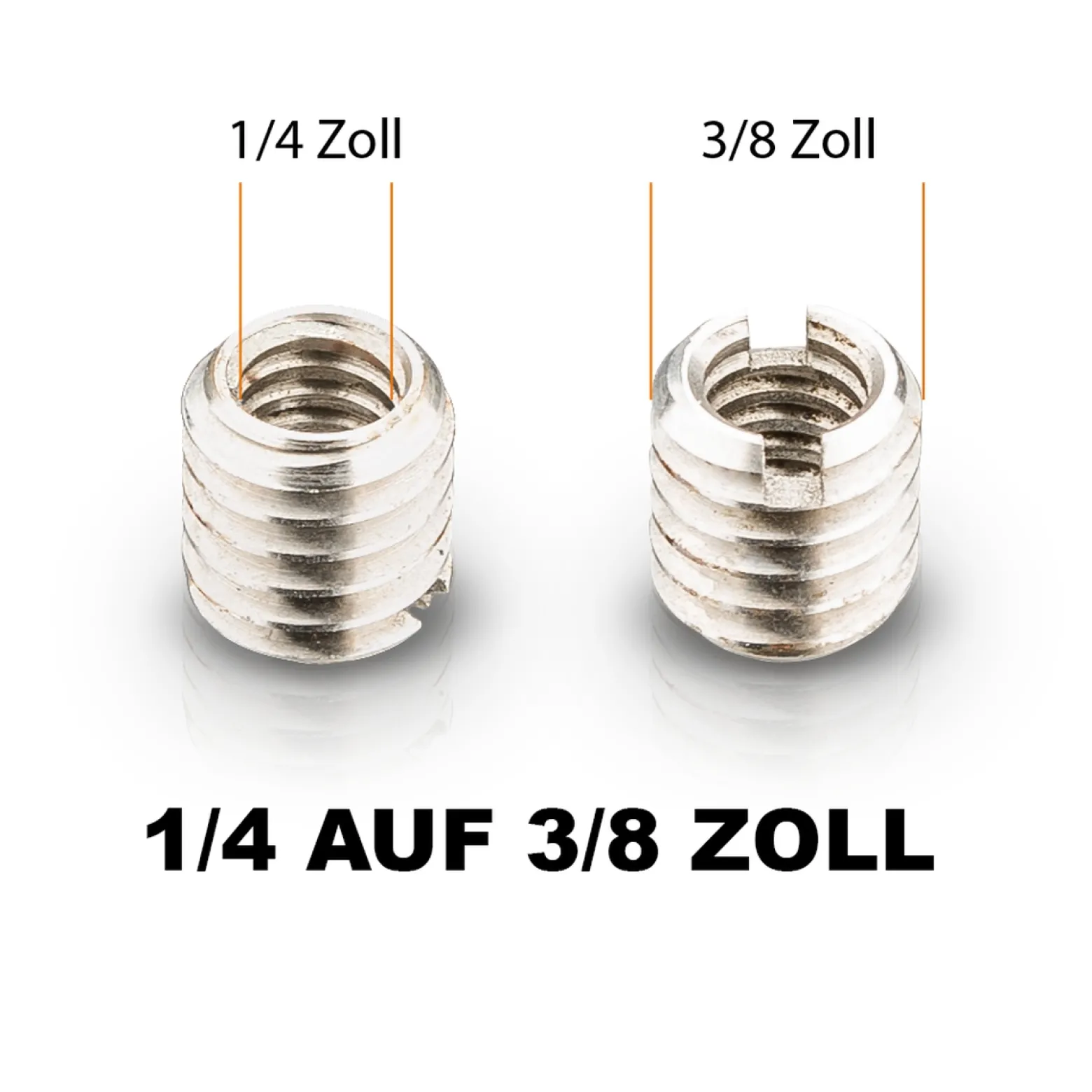 Walimex pro 10x Gewindeadapter 1/4 Zoll auf 3/8 Zoll, hochwertiger Gewinde Adapter aus Edelstahl, passend für ältere Kameras und Stativgewinde