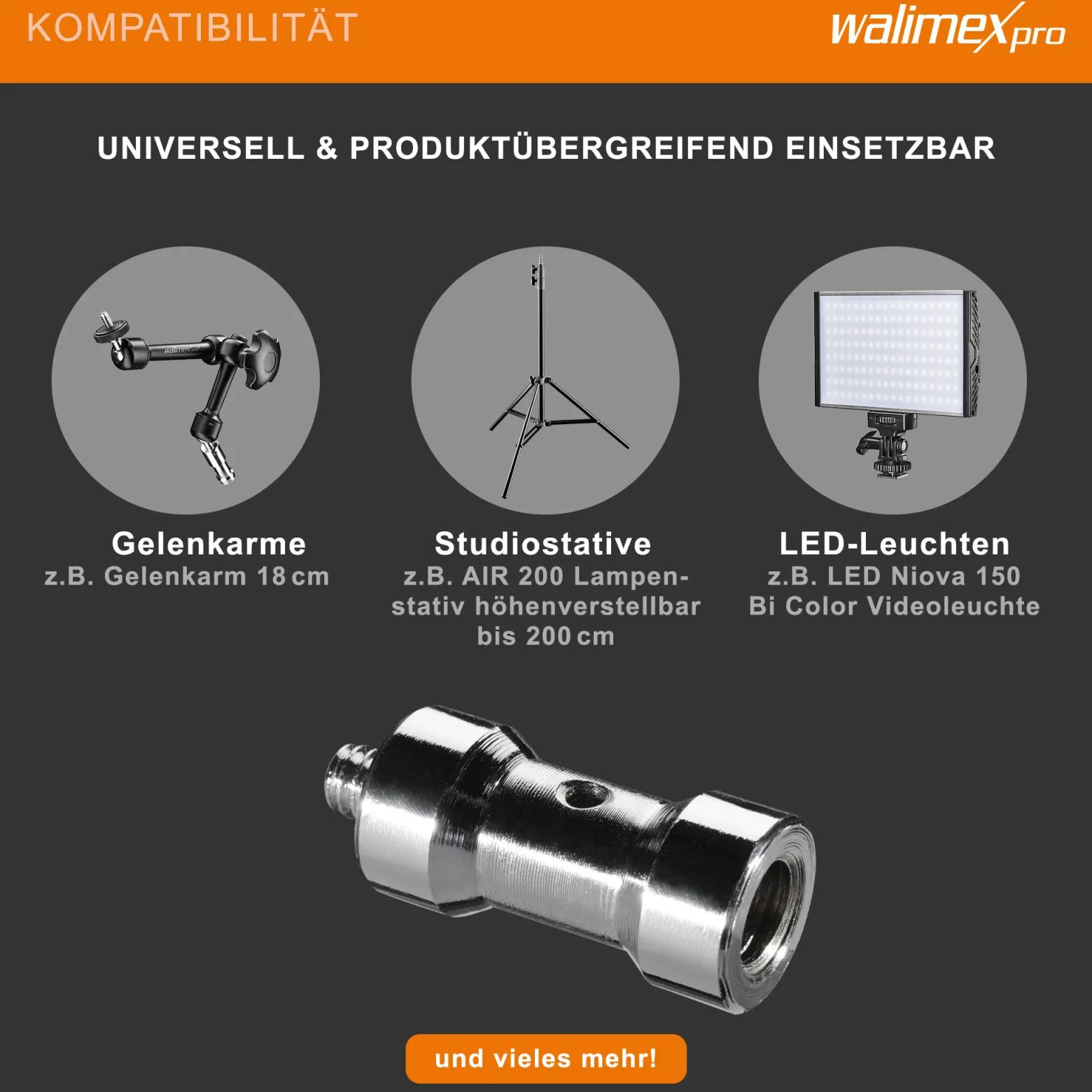 Walimex Set 1x Spigot Gewinde Adapter 3/8 Zoll bis 1/4 Zoll und 1x Spigot Gewinde Adapter 3/8 Zoll auf 1/4 Zoll– Gewindeadapter für Kamera Zubehör und Stativ – Fotostudio Fotoshootings Fotografie