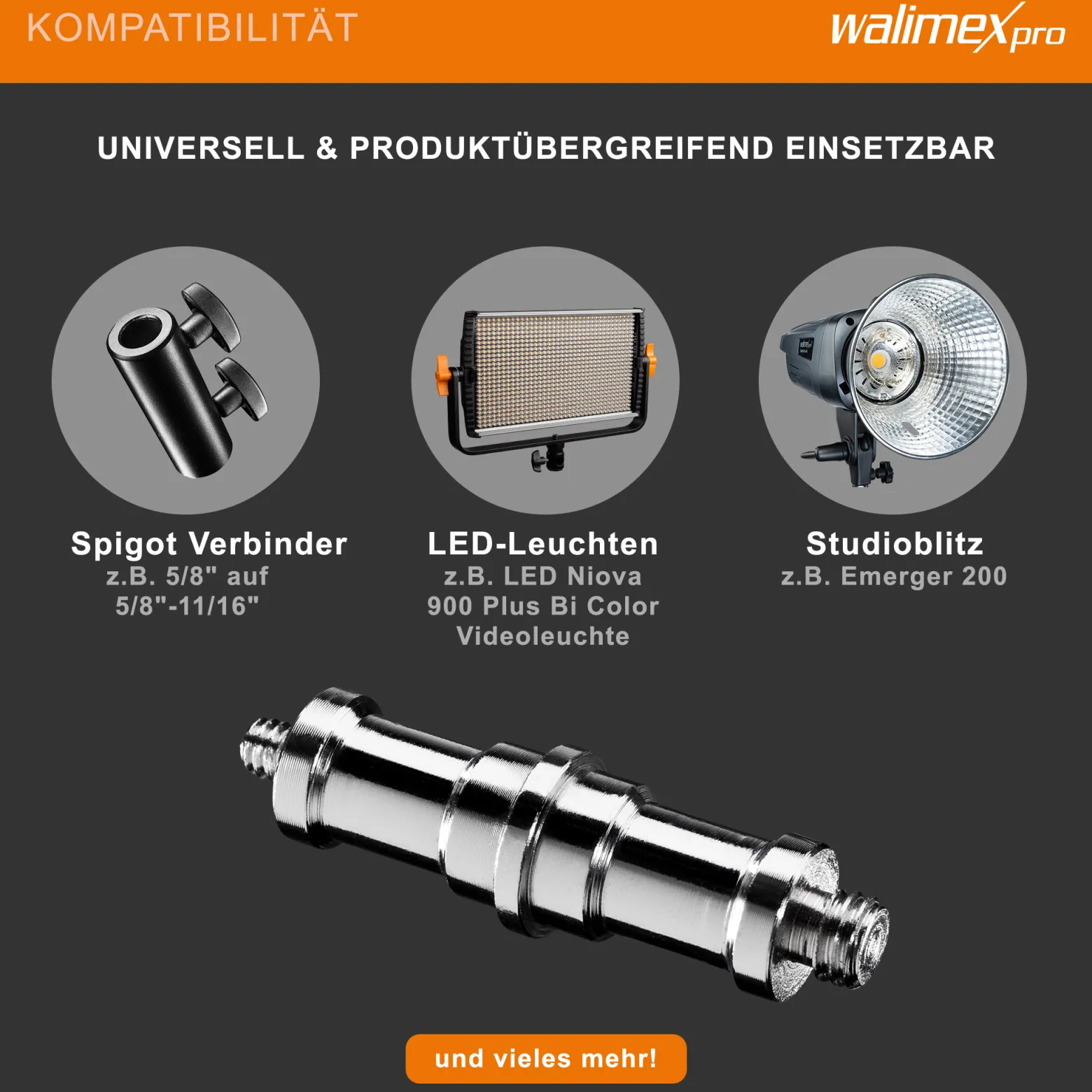 Walimex Set 1x Spigot Gewinde Adapter 3/8 Zoll bis 1/4 Zoll und 1x Spigot Gewinde Adapter 3/8 Zoll auf 1/4 Zoll– Gewindeadapter für Kamera Zubehör und Stativ – Fotostudio Fotoshootings Fotografie