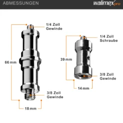 Walimex Set 4x Spigot Gewinde Adapter 3/8 Zoll bis 1/4 Zoll und 4x Spigot Gewinde Adapter 3/8 Zoll auf 1/4 Zoll– Gewindeadapter für Kamera Zubehör und Stativ – Fotostudio Fotoshootings Fotografie