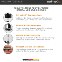 Walimex Set 4x Spigot Gewinde Adapter 1/4 Zoll auf 3/8 Zoll – Gewindeadapter für Kamera Zubehör und Stativ – Fotostudio Fotoshootings Fotografie