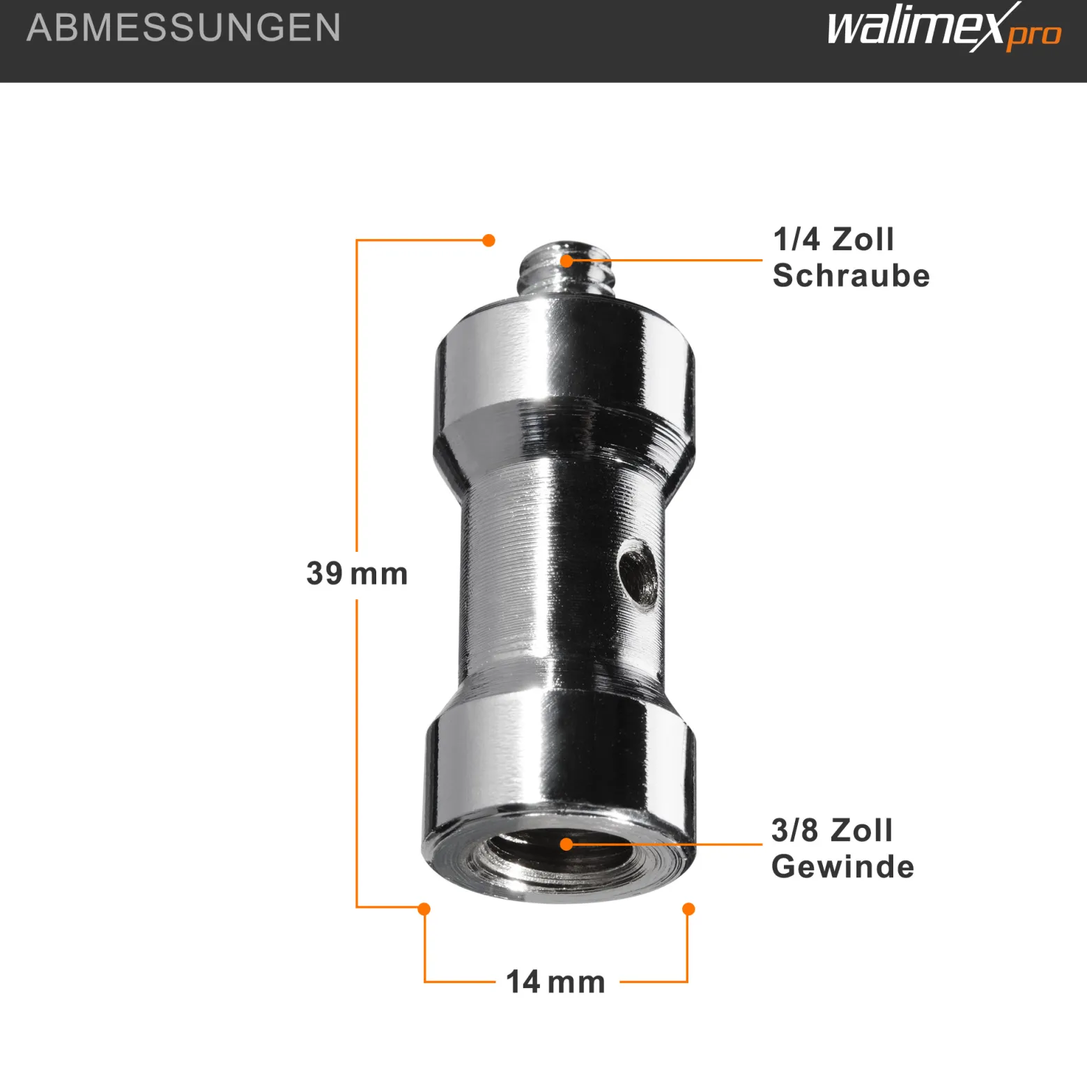 Walimex Set 4x Spigot Gewinde Adapter 1/4 Zoll auf 3/8 Zoll – Gewindeadapter für Kamera Zubehör und Stativ – Fotostudio Fotoshootings Fotografie