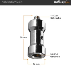 Walimex Set 3x Spigot Gewinde Adapter 1/4 Zoll auf 3/8 Zoll – Gewindeadapter für Kamera Zubehör und Stativ – Fotostudio Fotoshootings Fotografie