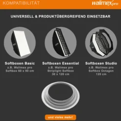 Walimex Softboxadapter für Octagon Striplight - 152 x 152 x 30 mm - aus Metall - Lichtformer-Adapter für Softboxen Striplight - kompatibel mit Hensel EH / Richter Blitzsystemen