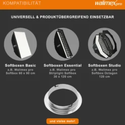 Walimex Softboxadapter für Octagon Striplight - 152 x 152 x 30 mm - aus Metall - Lichtformer-Adapter für Softboxen Striplight - kompatibel mit Elinchrom Blitzsystemen