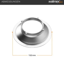 Walimex Softboxadapter für Octagon Striplight - 152 x 152 x 47 mm - aus Aluminium - Lichtformer-Adapter für Softboxen Striplight - kompatibel mit Multiblitz P Bajonett Blitzsystemen