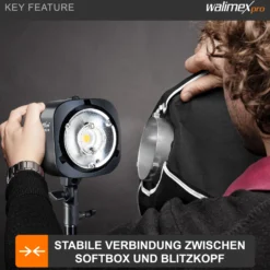Walimex Softboxadapter für Octagon Striplight - 152 x 152 x 40 mm - aus Metall - Lichtformer-Adapter für Softboxen Striplight - kompatibel mit Profoto Blitzsystemen