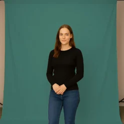 Walimex Stoffhintergrund Juwelgrün 2,85 x 6 m Stoffstärke ca. 140 g/m², Fotohintergrund aus Baumwolle, waschbar für Atelier und Studio