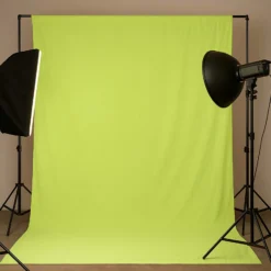 Walimex Stoffhintergrund Limone 2,85 x 6 m Stoffstärke ca. 140 g/m², Fotohintergrund aus Baumwolle, waschbar für Atelier und Studio