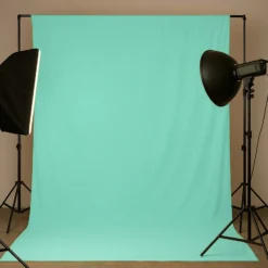 Walimex Stoffhintergrund Mintgrün 2,85 x 6 m Stoffstärke ca. 140 g/m², Fotohintergrund aus Baumwolle, waschbar für Atelier und Studio