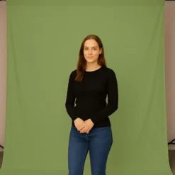 Walimex Stoffhintergrund Olivgrün 2,85 x 6 m Stoffstärke ca. 140 g/m², Fotohintergrund aus Baumwolle, waschbar für Atelier und Studio
