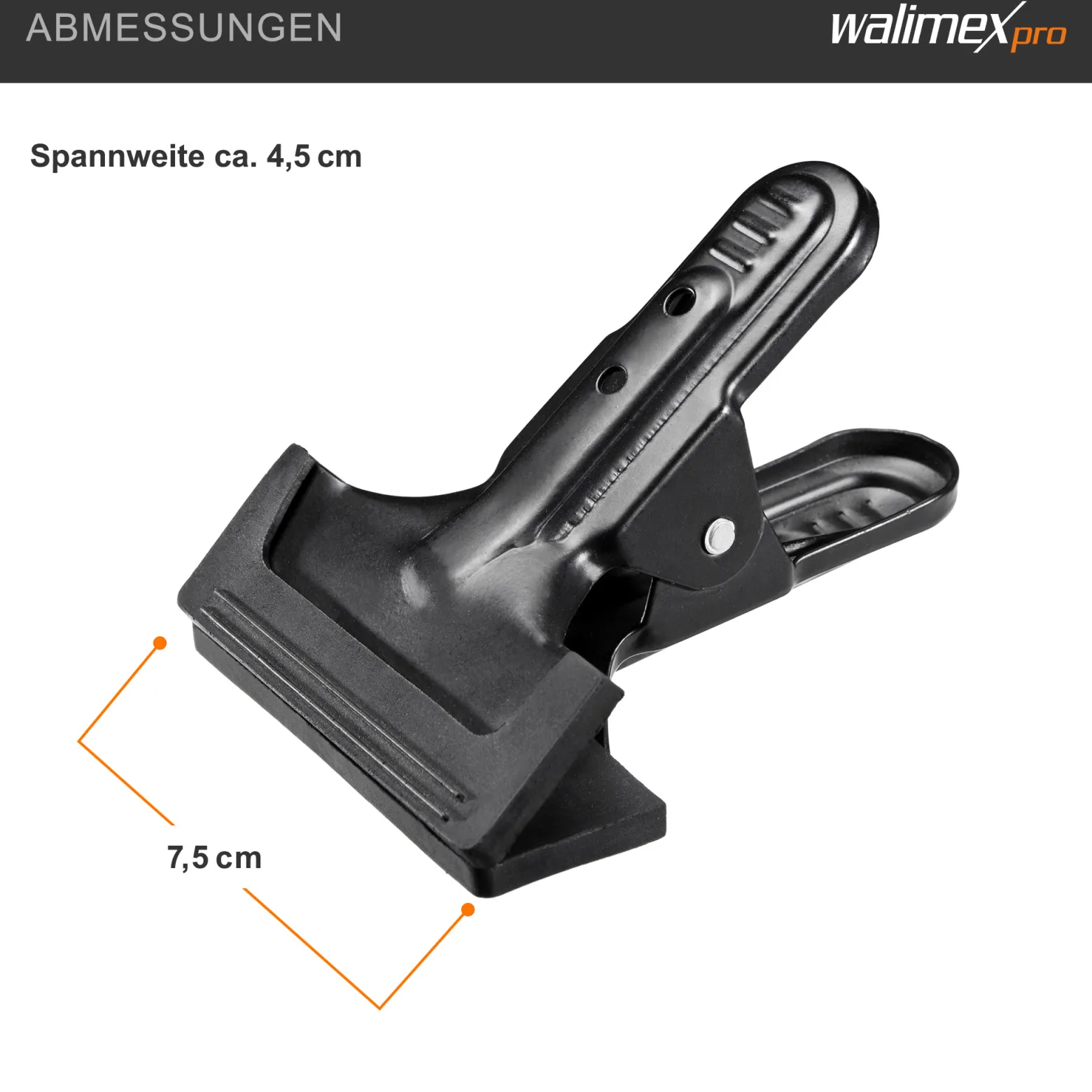Walimex Studioclip 85 x 110 x 70 mm mit kräftiger Federzwinge, Studioklemme bis 45 mm Spannweite