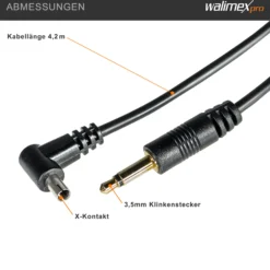 Walimex Synchrokabel - 17 x 8 x 4200 mm - mit Klinkenstecker 3,5 mm und X-Kontakt - für Blitzkabel für Blitzgerät Studioblitzleuchte