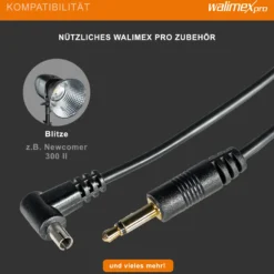 Walimex Synchrokabel - 17 x 8 x 4200 mm - mit Klinkenstecker 3,5 mm und X-Kontakt - für Blitzkabel für Blitzgerät Studioblitzleuchte