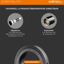 Walimex T2 Adapter kompatibel mit Nikon MF - 60 x 60 x 6 mm - Adapterring manueller Fokus, einfache Handhabung, Objektiv-Anschlussring für viele Modelle