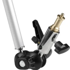 Walimex Universal Gelenkarm mit Superklemmen belastbar bis 2 kg, 3 Segmente mit Metallkugelgelenken, 360° drehbar, 5/8 Zoll Doppelspigot mit 1/4 und 3/8 Zoll Gewinde