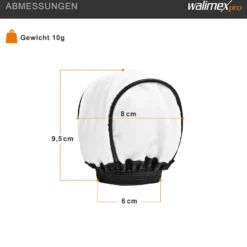 Walimex Universal Stoff Diffusor für Kompaktblitze, Diffusor Fotografie für Kamera Blitz bis 25 cm Umfang, hochwertiges Fotozubehör, weiche Ausleuchtung