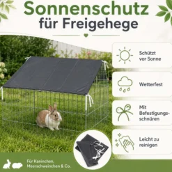 Wiltec Abdeckung für Freigehege als Sonnenschutz, 885 x 590 mm, aus Polyester, Abdeckplane für Kaninchenkäfig und Hasenstall
