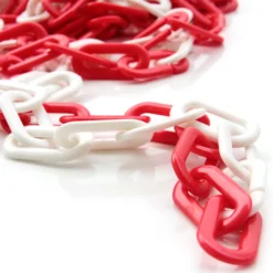 Wiltec Absperrkette 5 m lang mit Ø 6 mm, robuste Kunststoffkette rot-weiß, Sicherheitskette ideal für Innen- und Außenbereich, Kette aus Polypropylen
